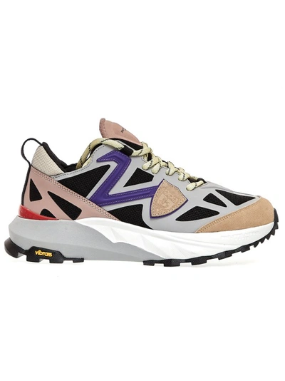 Philippe Model Rock Gray And Pink Sneakers In Multicolor