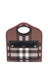 BURBERRY CHECK MOTIF COATED CANVAS AND LEATHER HANDBAG