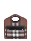 Burberry Pocket Check Canvas Mini Bag In Brown
