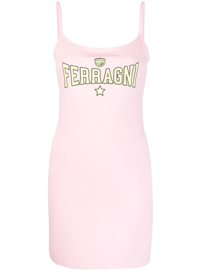 Chiara Ferragni Logo-print Sleeveless Mini Dress In Pink