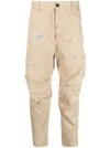 Dsquared2 Distressed-effect Cotton Cropped Trousers In Neutrals