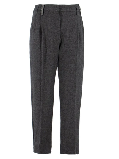Brunello Cucinelli Grey Slouchy Trousers In Black