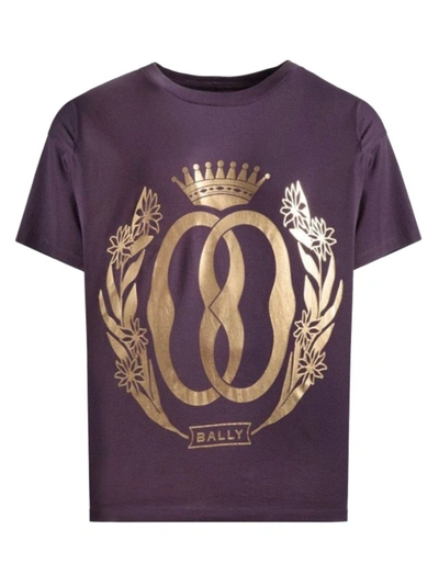 Bally Foiled T-shirt In Orchid Cotton In Purple