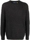 Polo Ralph Lauren Cable-knit Wool-cashmere Sweater In Black