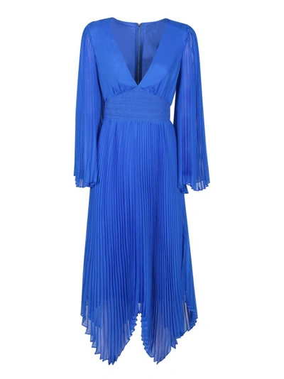 Alice And Olivia Women's Sion Pleated Asymmetric Midi-dress In Blue