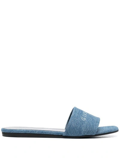 Givenchy Women's 4g Flat Mules In Denim In Blue