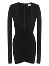 Saint Laurent Long Sleeve Mini Dress Black In Black