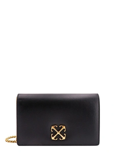 Off-white Leather Shoulder Bag With Metal Arrow Logo In Black