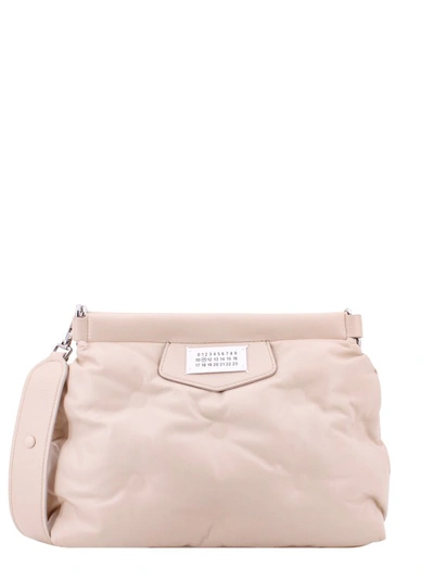 Maison Margiela Leather Shoulder Bag With Iconic Logo Label On The Front In Pink