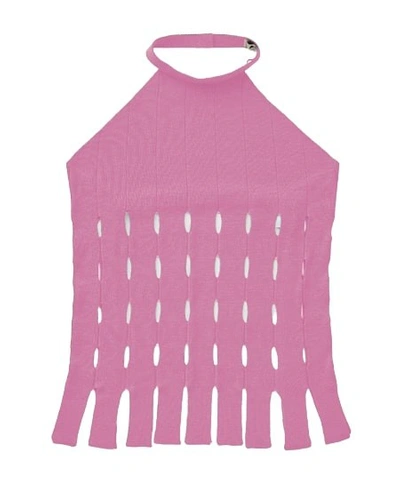 Aeron Clover Fringed Knit Top In Pink