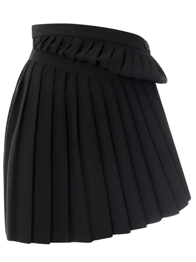 Mm6 Maison Margiela Foldover Pleated Mini Skirt In Black