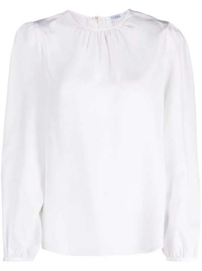 Barba Crew-neck Long-sleeve Blouse In White