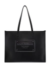 DOLCE & GABBANA LEATHER SHOPPING BAG WITH EMBOSSED LOGO