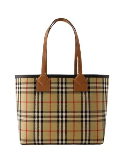 Burberry Sm London Tote Bag -  - Cotton - Brown In Briar Brown/black