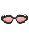 Loewe Flame Acetate Oval Sunglasses In Shiny Black