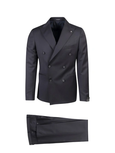 Tagliatore Black Virgin-wool Two-piece Suit