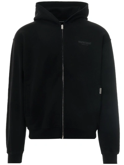 Represent Cotton Sweatshirt With Printed Logo On The Front In Black