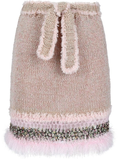 ANDREEVA ROCOCO BABY PINK HANDMADE KNIT MINI SKIRT