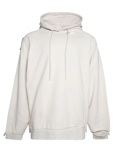 Raf Simons Washed Big Fit Hoodie With Clasps And Patch In White