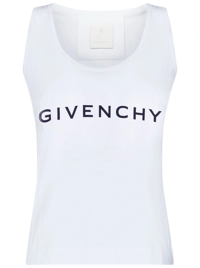 Givenchy White Logo Print Sleeveless