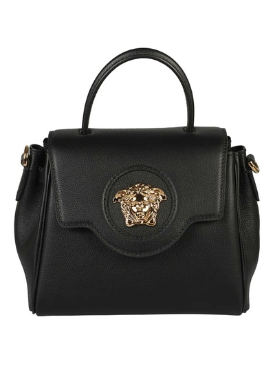 Versace La Medusa Leather Small Bag In Black