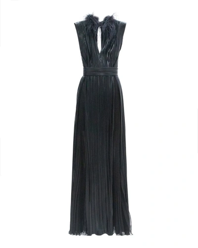 Gemy Maalouf V-cut Neckline Pleated Dress - Long Dresses In Black