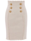 Balmain Women's Linen Midi Skirt In Neutrals