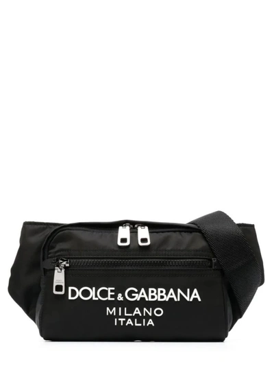 Dolce & Gabbana Embossed-logo Belt Beg In Black