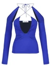 Attico Zane Hollowed-out Detail Design T-shirt In Blue