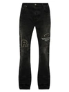 Amiri Black Straight-leg Jeans With Patches In Black