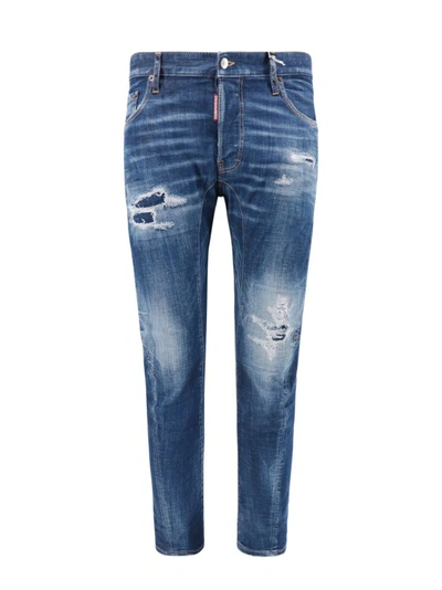 Dsquared2 Tidy Biker Distressed-effect Jeans In Blue