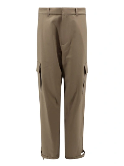 Off-white Cargo Trouser With Embroidered Logo In Brown