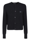 Acne Studios Face-patch Wool Cardigan In Black