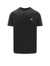 VERSACE COTTON T-SHIRT WITH EMBROIDERED LOGO ON THE FRONT