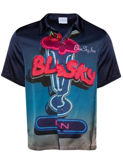 Blue Sky Inn Logo-print Short-sleeved Shirt In Blue