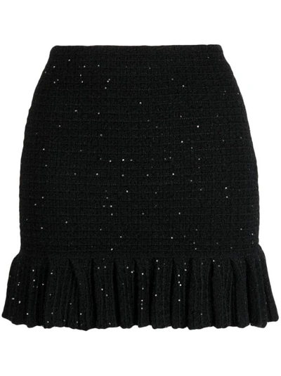 Self-portrait Synthetic Fibers Skirt In Black