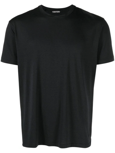 TOM FORD TOM FORD BLACK COTTON BLEND T-SHIRT