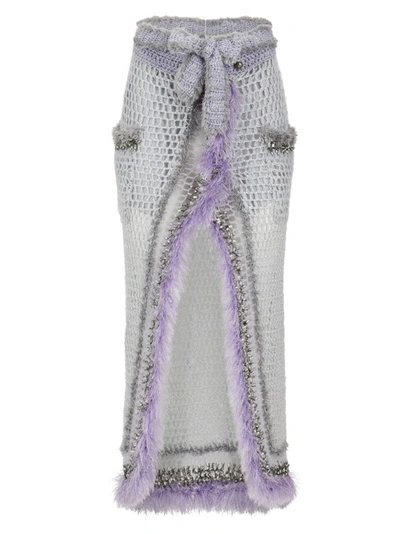 Andreeva Lavender Handmade Knit Skirt In Grey/silver