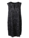 Fabiana Filippi Metallic-threading Fringed Black Minidress In Black