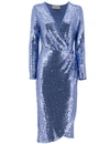 Ermanno Scervino V-neck Sequins Midi Dress In Blue