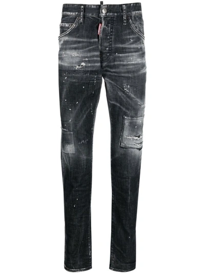 Dsquared2 1964 Distressed Slim-cut Jeans In Black
