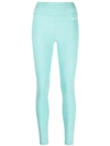 Sporty And Rich Logo-print High-waisted Leggings In Blue