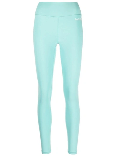 Sporty And Rich Logo-print High-waisted Leggings In Blue