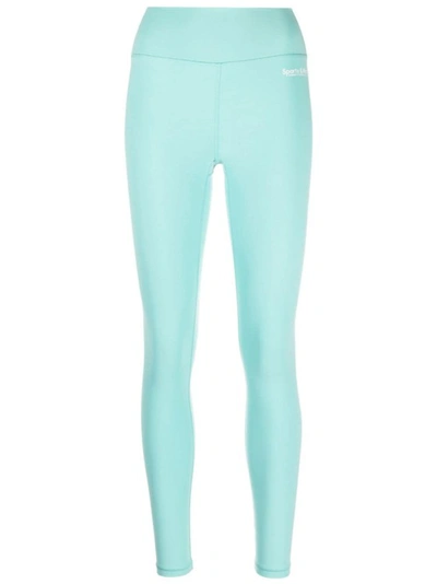 Sporty And Rich Logo-print High-waisted Leggings In Light Blue
