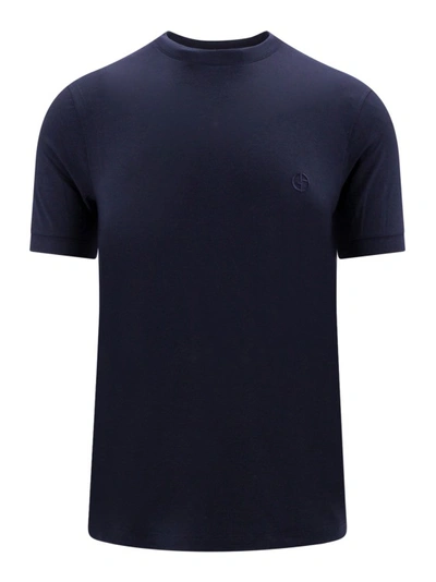 Giorgio Armani Navy Blue Viscose T-shirt