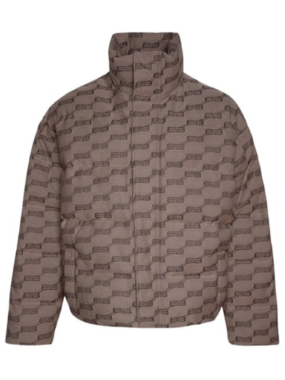 Balenciaga Printed Tech Puffer Jacket In Brown