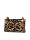 Dolce & Gabbana Dg Girls Shoulder Bag In Leopard-print Shiny Calfskin In Brown