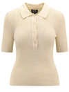 Apc A.p.c. Fitted White Polo Shirt With Classic Collar In Neutral