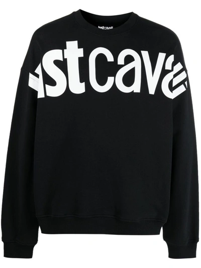 Just Cavalli Logo-print Cotton Sweater In Black