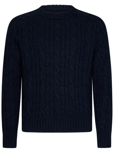 Tom Ford Cable-knit Wool Jumper In Blue